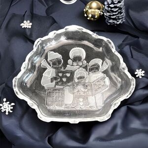 Crystal Etched Christmas Candy Dish
